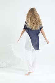 Navy Blue Loose Giza Bamboo & Cotton sleeveless knit top