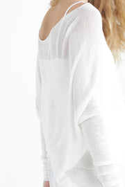 White Boat neck Long sleeve oversize knit top