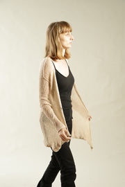 Dusty Blush Nude Cotton and Bamboo handmade Cardigan with buttons - Prevo
