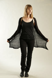 Black Open Kintting Cardigan with buttons