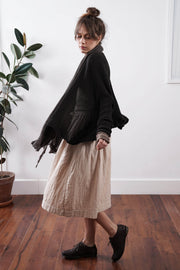 Beka loose cardigan with pockets in Charcoal Dark Brown