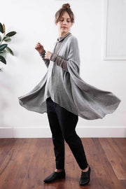 Metalo Open Poncho Cape -Black & Charcoal, made from  Bamboo, Cotton & Soy
