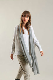 Broken White boat neck Oversize knitted shirt with Long Sleeves