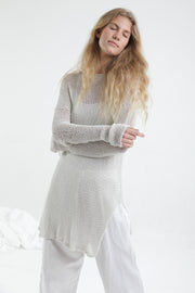 Loose knit sweater with side slits - Light Taupe