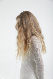 Loose knit sweater with side slits - Broken white