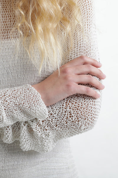 Loose knit sweater with side slits - Broken white