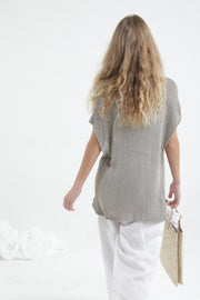 Loose Giza Bamboo & Cotton sleeveless knit top