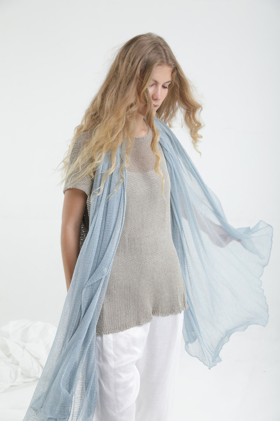 Sky blue silver Big Air Bamboo Light Scarf – TOOSHAAYA