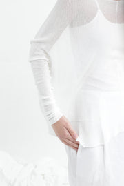 White Boat neck Long sleeve oversize knit top