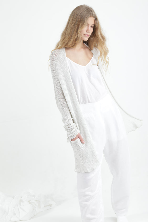 Beka loose cardigan with pockets in Broken white