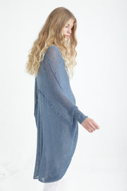 Peacock Blue Oversize T Light Sweater with Pockets