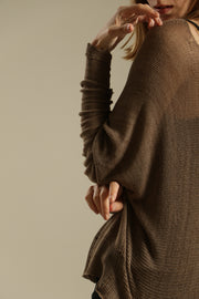 Dark Taupe - Brown long sleeves round neck shirt