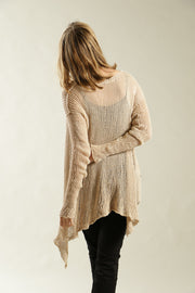 Dusty Blush Nude Cotton and Bamboo handmade Cardigan with buttons - Prevo