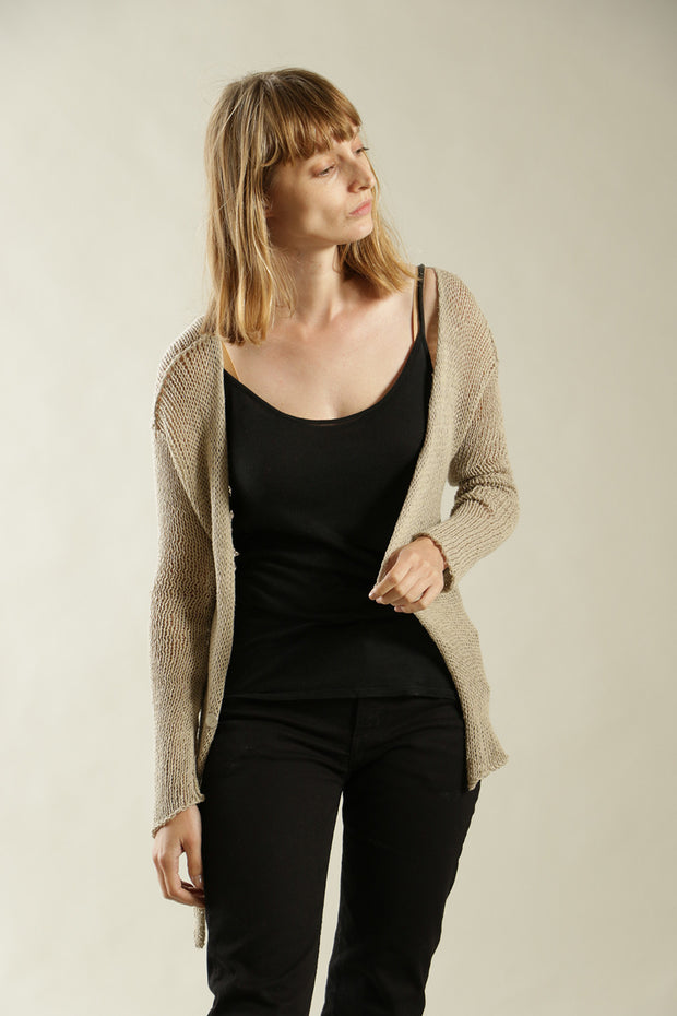 Light Taupe Light Cardigan with buttons - Prevo