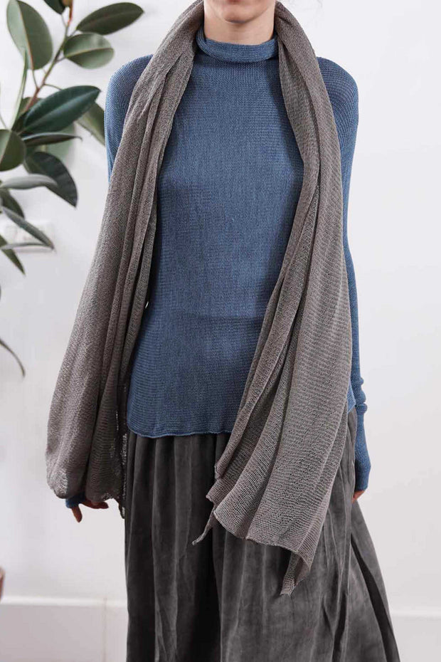 Big Soy Air Knit Scarf - Gray / Black-charcoal
