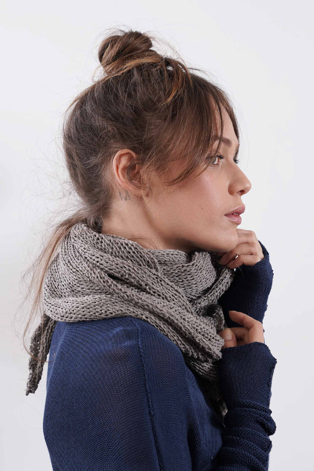 Open knit Cotton, Soy & Bamboo Prevo Scarf - Gray