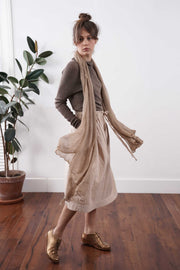 Big Air Bamboo knit Scarf - Light Brown / Dark Brown