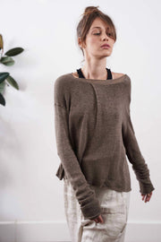 Pleat Metalo bamboo & Soy Pullover - Brown Dark Taupe / Blue / Silver Gray / Black charcoale