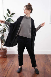 Metalo Open Poncho Cape - Silver Grey, made from  Bamboo, Cotton & Soy