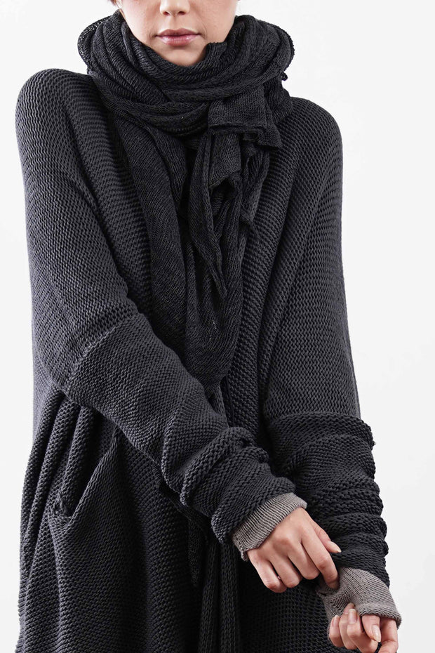 Big Soy Air Knit Scarf -Black-charcoal / gray