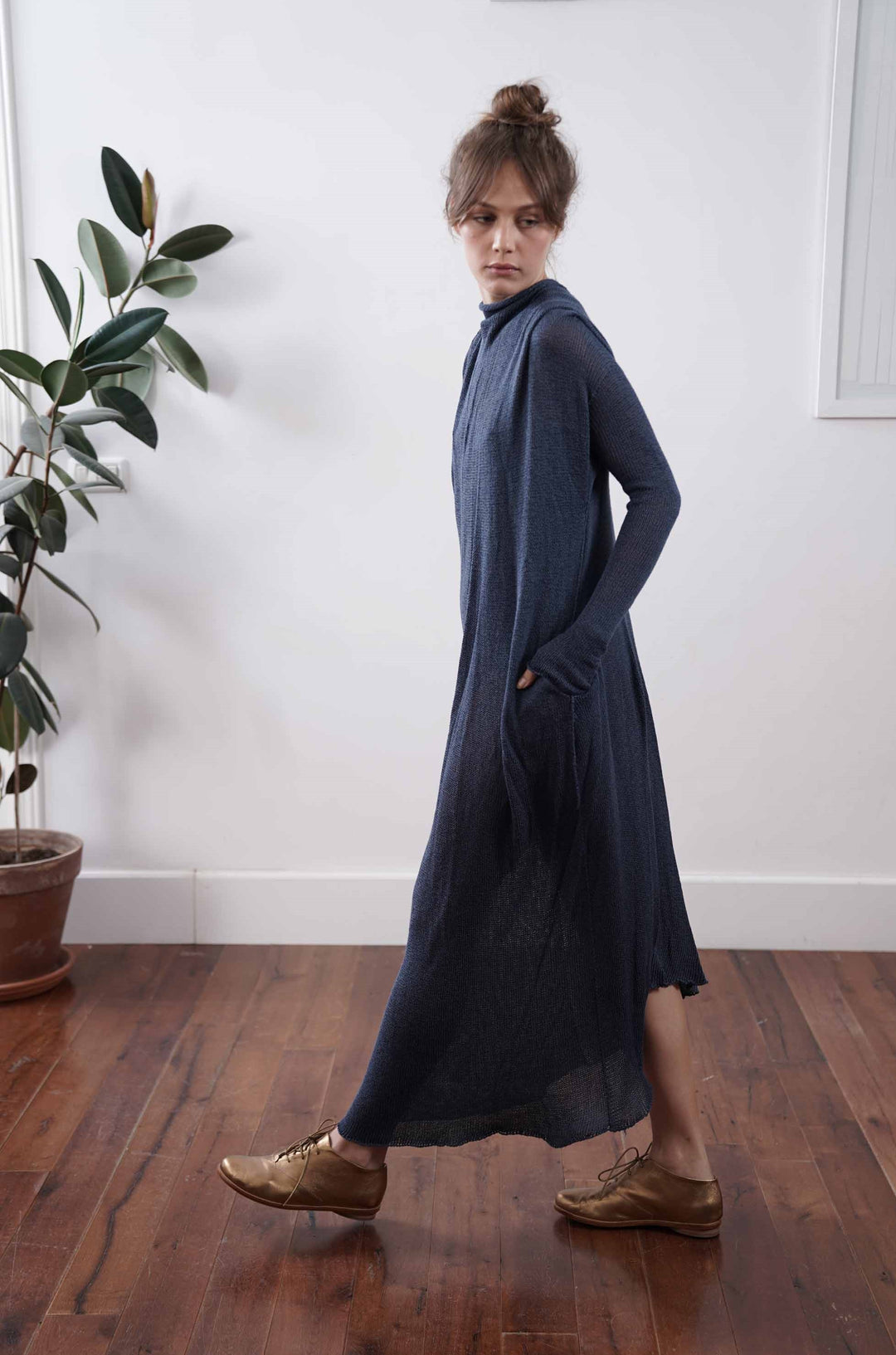 Dark blue navy Knit long Dress – TOOSHAAYA