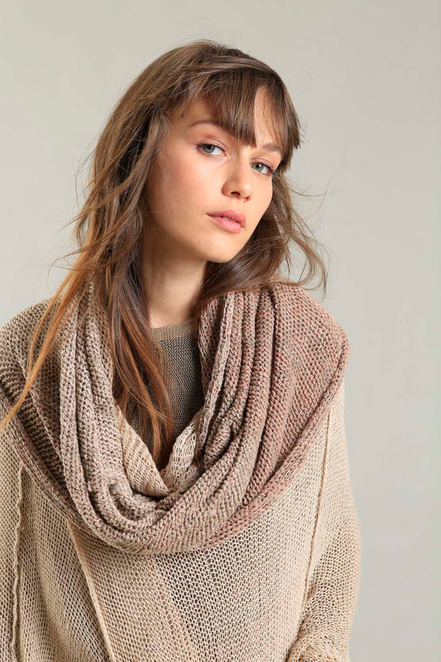 Infinity Handmade knitted Scarf - Taupe Camel Blush