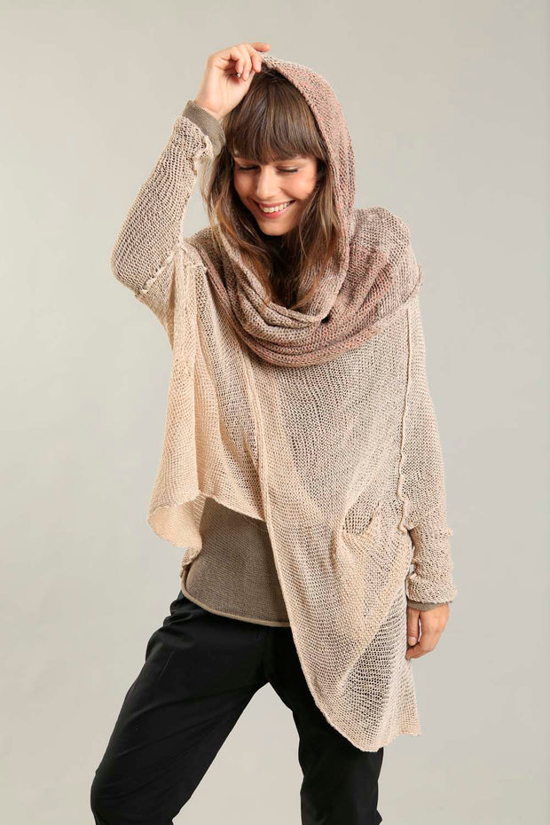 Oversized T Light Sweater with Pockets- Nude Dusty blush
