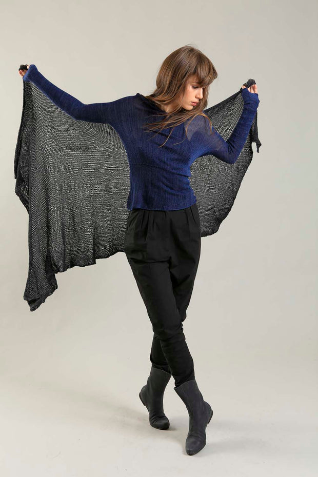 Open knit Cotton & Bamboo Prevo Scarf - Charcoal