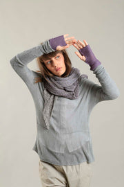 Fog Silver Grey Cross knitted shirt with Long Sleeves