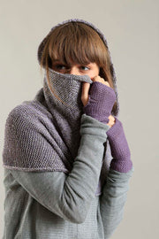 Infinity Handmade knitted Scarf - Gray and Purple