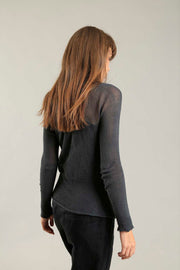 Charcoal long sleeves round neck Cross Soy shirt