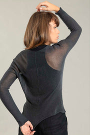 Charcoal long sleeves round neck Cross Bamboo shirt