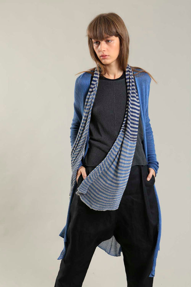Bamboo, Soy & Cotton Tremilor Stripes Scarf - Blue & Gray