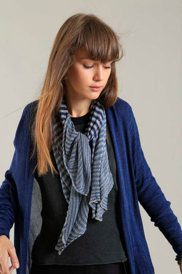 Bamboo, Soy & Cotton Tremilor Stripes Scarf - Blue & Gray
