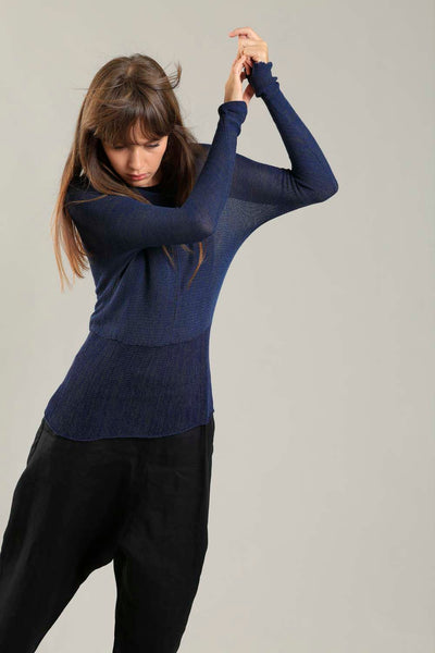 Dark Blue Cross knitted shirt with Long Sleeves