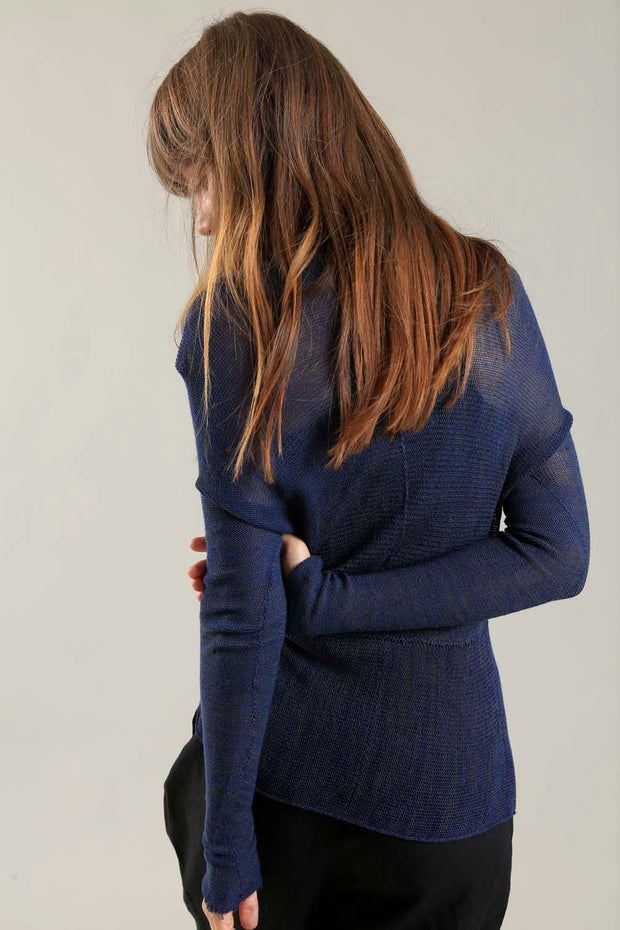 Dark Blue Cross knitted shirt with Long Sleeves