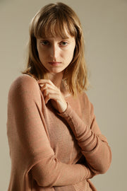 Dusty Salmon Oversize Bamboo knitted shirt with Long Sleeves
