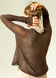 Oversize sheer shirt - Brown Soy